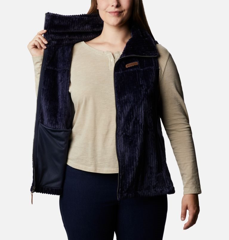 Women's Columbia Fireside Sherpa Vest Navy | Plus Size CA-R35LA